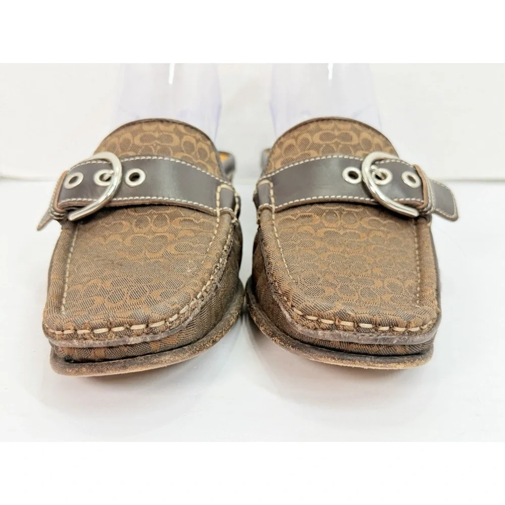 Coach Erika P328 Signature Canvas Mule Loafers Brown Women's 7.5B‎ Italy